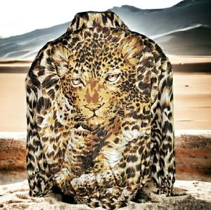 Vintage Silk Bomber Leopard Print Portrait  Disco Dallas MobWife Y2K Golden Girl